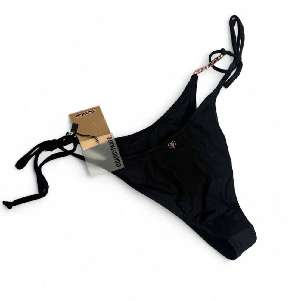Candy pants NEW Black bikini bottom with gold chain detail size medium (US 8)